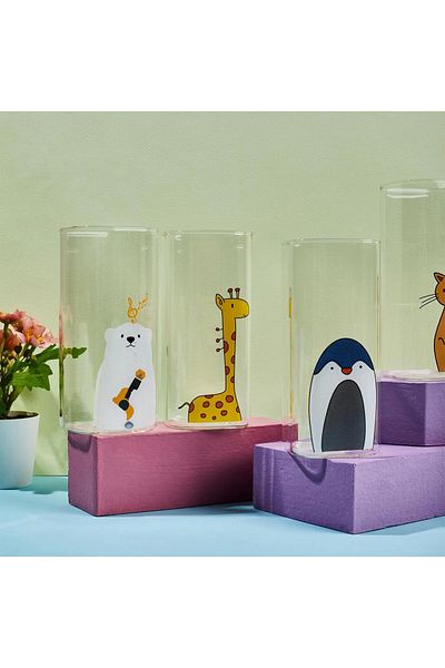 Perotti Transparent Animals Set of 6 Glasses - 400 ml