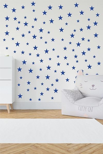 Kt Grup Star Sticker, Baby Room Star Sticker, Star Sticker, Sticker Removal Navy Blue
