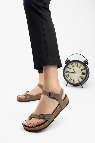 Shupe Women's Khaki Orthopedic Sole Flip Flops Summer Slippers Sandals