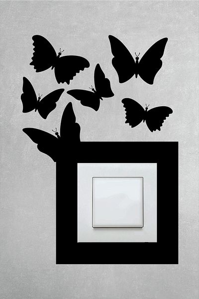Kt Grup Butterfly Decorative Socket Ornament Decor Sticker