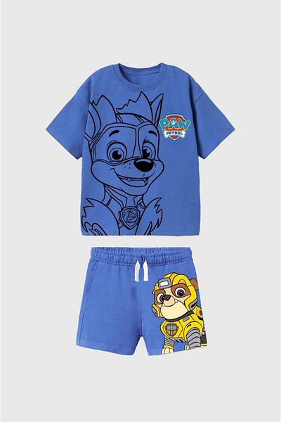 Ladin Store Καλοκαιρινό κοστούμι για αγόρια - T-shirt και σορτς με λαιμόκοψη, βαμβακερό εμπριμέ νέας σεζόν