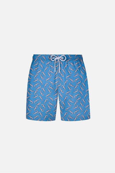 AYYILDIZ 106 Pantaloni scurți de baie pentru băiat cu model de căluți de mare albaștri