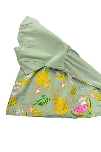 Esterella Rochie pentru fetiță cu imprimeu pepene verde - decolteu și design cu șnur
