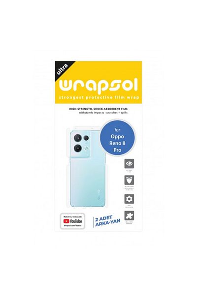 Wrapsol Oppo Reno 8 Pro - Back Side Protective Polyurethane Film, Shock Absorbing, American Production