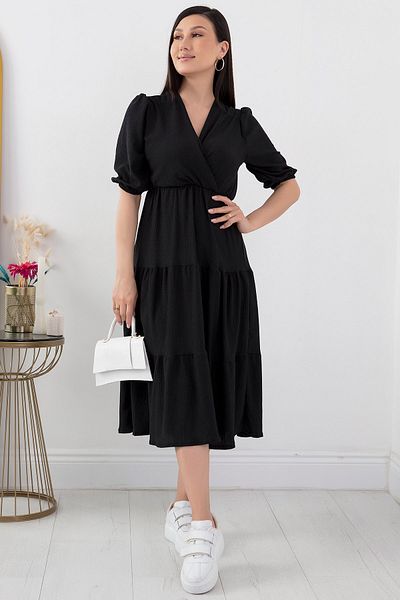 PULLIMM Rochie cu mânecă scurtă cu guler dublu - GRS3453