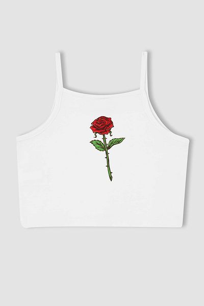MYADA New Season Rose Rose Printed Crop Top - Girl's 14484