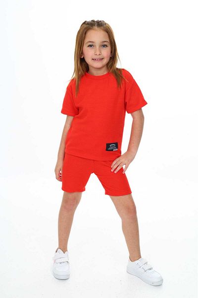 My Kids Wear Girl's Crew Neck Suit with Shorts