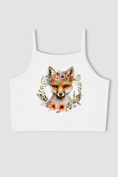 MYADA New Season Fox Printed Girl's Crop Top - 12401