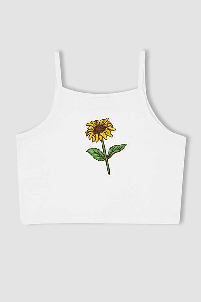 MYADA New Season Sunflower Printed Crop Top - Girl 14507
