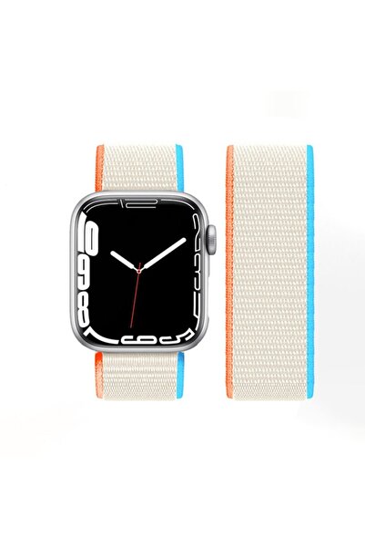 TFY STORE Apple Watc 42-44-45-49 mm Uyumlu Hasırlı Cırtcırtlı Kordon
