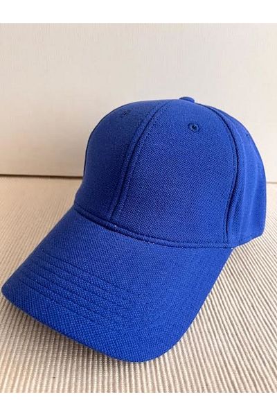 CosmoOutlet Unisex Saks Blue Polo Hat - Solid Color, Adjustable Back Pike