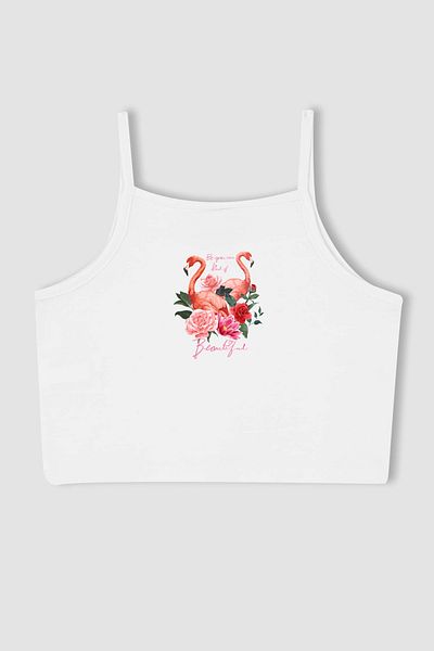 MYADA New Season Flamingo Printed Girl's Crop Top - 12683