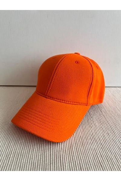 CosmoOutlet Unisex Orange Polo Hat - Solid Color, Pique Fabric, Adjustable on the Back
