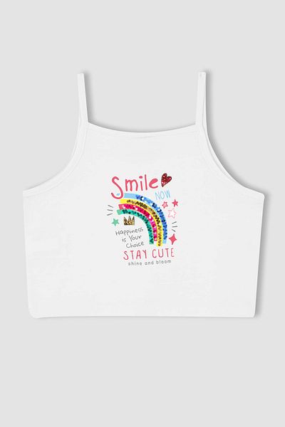 MYADA New Season Girl's Crop Ball - Smile Sequin Printed, Model 14581