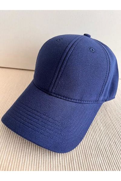 CosmoOutlet Unisex Navy Blue Polo Hat - Solid Color, Pique Fabric, Adjustable on the Back