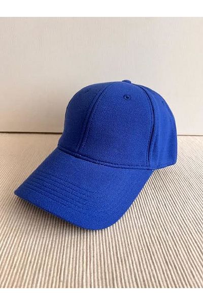 CosmoOutlet Unisex Saks Blue Polo Hat - Solid Color, Adjustable Back Pike