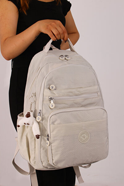 Fiyaka EBA-8861 حقيبة مدرسية كلينكير - للسفر اليومي والرياضة، حقيبة ظهر بيج مع حجرة للكمبيوتر المحمول