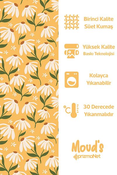 Moud's Велурена покривка за маса с шарка на лайка и 2 маргаритки Carefree
