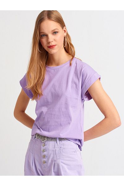 Dilvin Tricou din bumbac pieptănat Liliac 3504