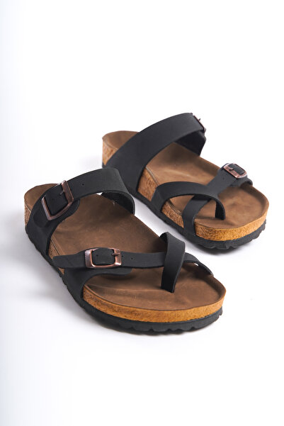 ZİESCE Papuci de vară pentru femei din nubuc negru - Flip Flops