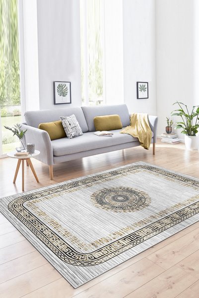 Halise Home Kaymaz Tabanlı Yıkanabilir Baskılı Halı Yolluk