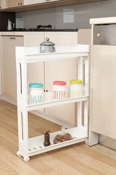 EMBazaar 3-Tier Kitchen and Bathroom Organizer with Wheels - Multi-Purpose