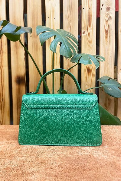 Deriza Green Genuine Leather Shiny Women's Handbag