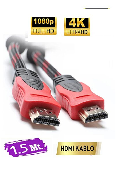Vwin 1.5 Metre 1.4V Altın Uçlu Örgülü Hdmi Kablo Full HD 3D 4K 1080 TV Monitö...