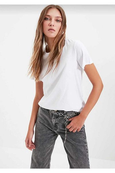 Serüven Sport Tricou de damă de calitate superioară, culoare uni, negru, alb, cu gât crew, bumbac organic, tricou din bumbac pieptănat