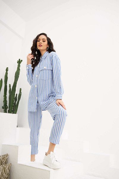 MİA NOURA Stylish Striped Shirt and Trousers Set