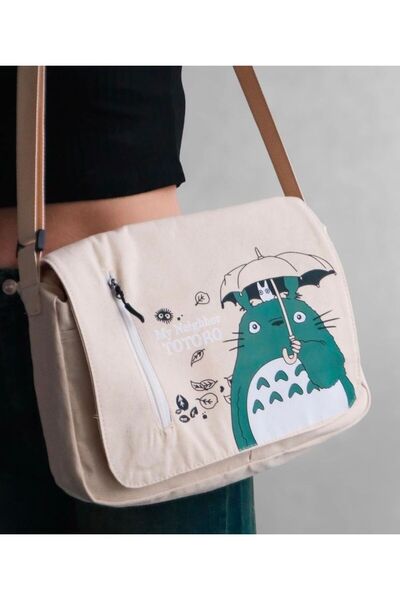 STİLLEX Geantă Messenger Totoro Bej - Cu buzunare duble, Serie specială