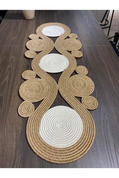 MaVaux Ahenk Jute Straw Look Runner - 40x110, Special Design Tablecloth, Jute Ranir