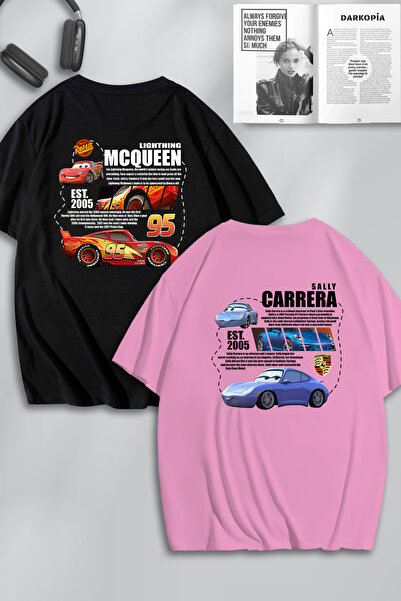 darkopia Unisex Kadın Erkek Şimşek McQueen ve Sally SIRT Baskılı Sevgili Çift...