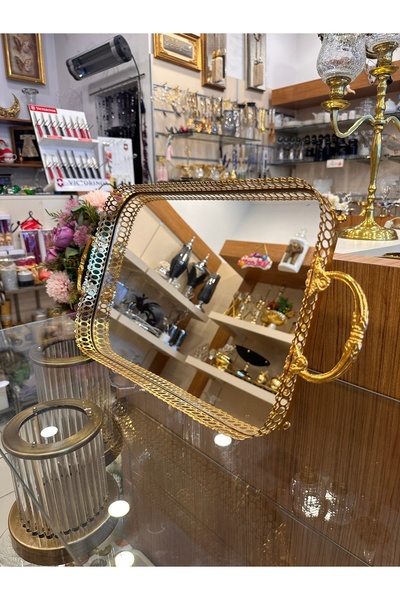 PLUS HOME PİRİNÇ AYNALI TEPSİ