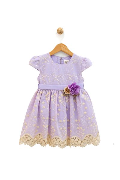 DIDuStore Elegant Flower Patterned and Lace Decorated Girl's Dress