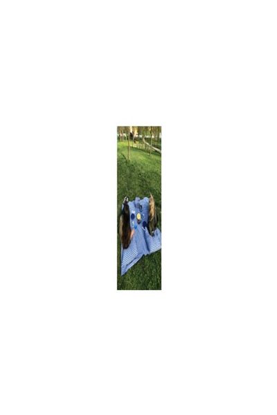 BELMOD 2 Pieces Picnic Set - Blue Plaid Checked Tablecloth, 160*160 cm / 40*40 cm