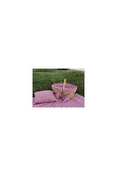 BELMOD Wicker Plaid Red Picnic Basket and Set