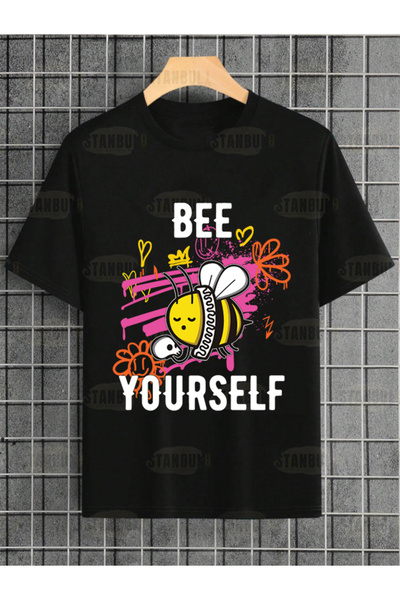 PENTHİLUS Тениска Bee Yourself - Oversize с принт на пчела