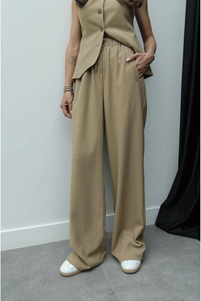 My Blog Camel Beli Lastikli Palazzo Pantolon