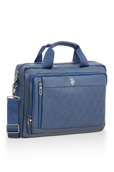 U.S. Polo Assn. US Polo Assn. 23636-23637-23638 جلد نباتي - حقيبة كمبيوتر محمول باللون الأزرق الداكن