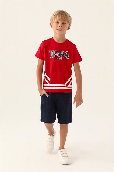 U.S. Polo Assn. Us Polo Assn. Boy's Red Bermuda T-Shirt and Shorts Set - Us1765-G