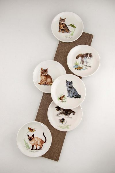 Bursa Porselen Dekor 6 Pieces Kittens Porcelain Cake Plate