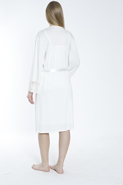 Miss Dünya Lissa Lace Midi Nightgown and Dressing Gown Set for Pregnant and Maternity