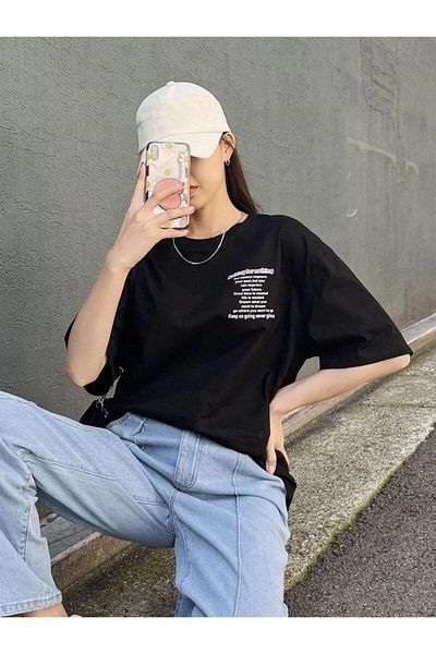 AFROGİYİM Nothing For Nothing Γυναικείο μπλουζάκι Oversize με στάμπα