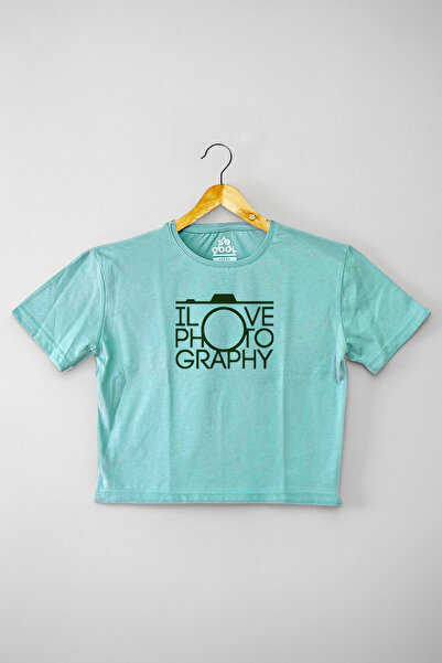 so cool Mint Green Skraćeni kroj T-shirt - Volim fotografiju Fotograf B Štamp...