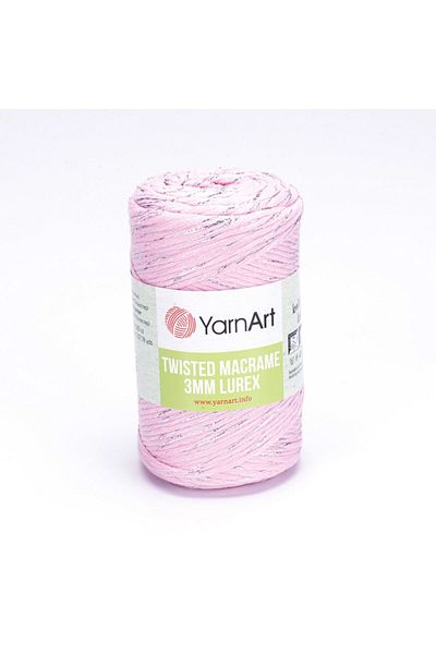 Yarnart Twisted Macrame 3 Mm Lurex - Μακραμέ Χέρι Πλεκτό Νήμα Ροζ-762