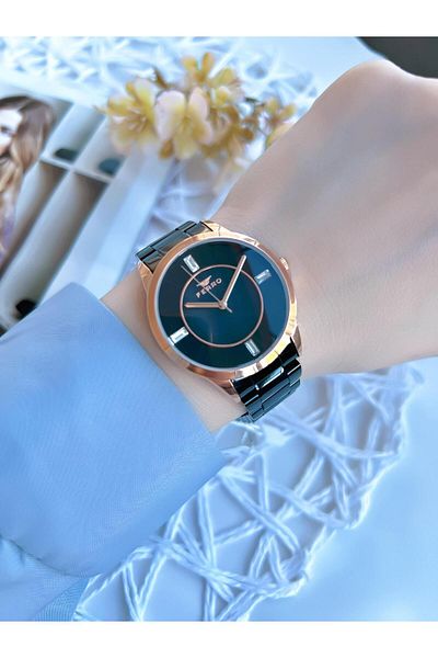 FERRO Black/Rose 3 Atm Anti-Tarnish Color Steel Band Women's Wristwatch BF21091AWT-R