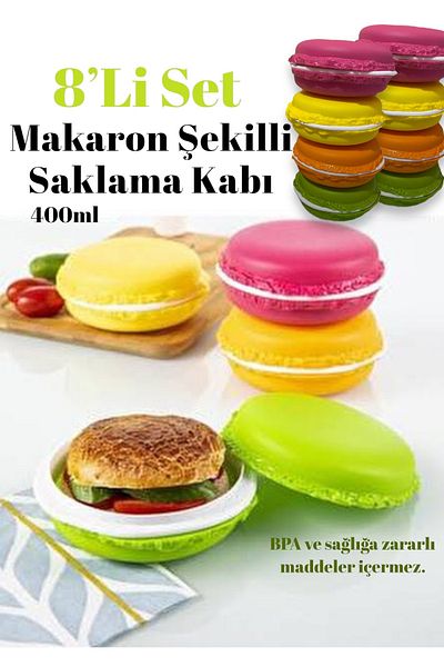 Bayev 8-Piece Macaron Lunch Box - Snack Bowl Fun Boxes with Lid for Kindergarten