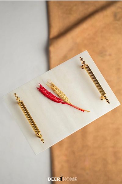 Passionis Σετ 2 Λευκοί Διακοσμητικοί Δίσκοι Αρραβώνας Henna - Ορθογώνιος Δίσκος Γυαλί