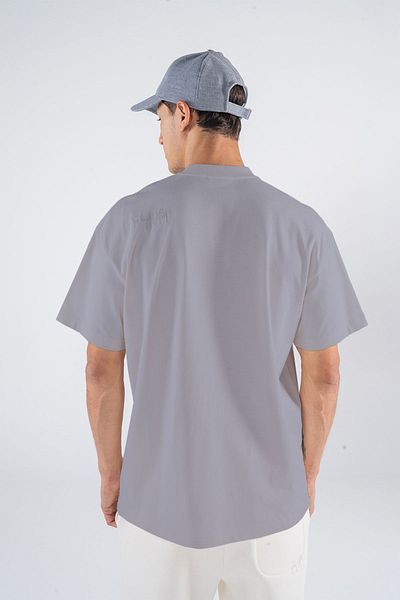 Friday Offset Ανδρικό μπλουζάκι σε γκρι Oversize Crew Neck 100% βαμβάκι